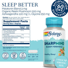 SOLARAY SharpMind Sleep – 3 mg melatonin label