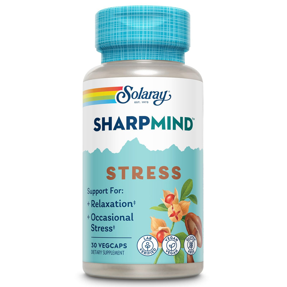 SOLARAY SharpMind Stress Support bottle and capsules