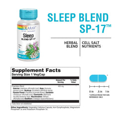 100 veggie capsules from SOLARAY Sleep Blend SP-17
