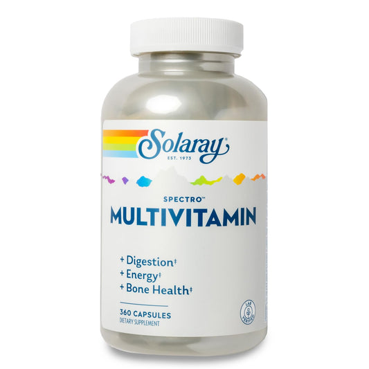 SOLARAY Spectro Multivitamin with Iron bottle and capsules