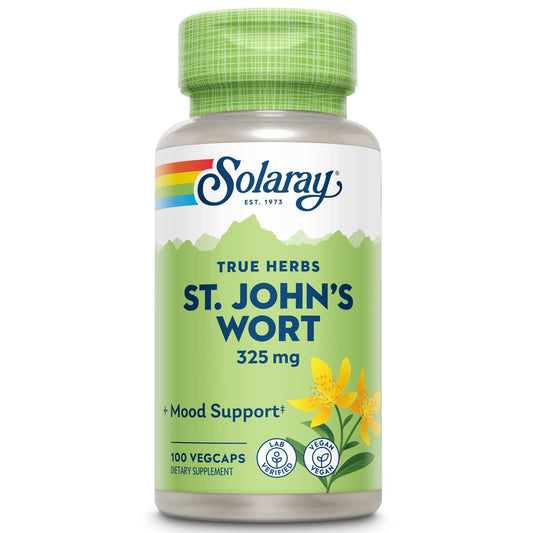 SOLARAY St Johns Wort 325 mg bottle – 100 count on white background