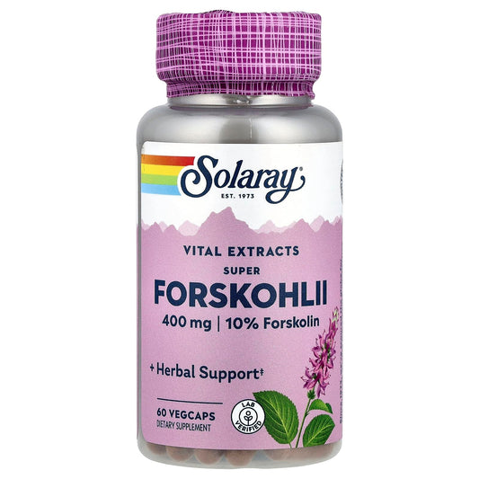 SOLARAY Forskohlii extract capsules bottle label, 400 mg, 60 count