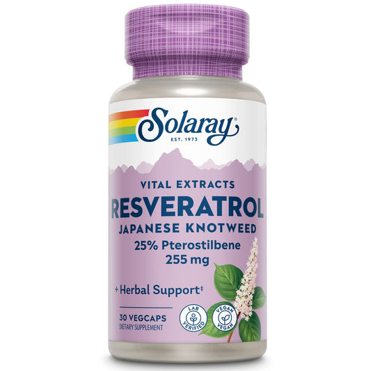 Bottle of SOLARAY Super Resveratrol with Pterostilbene 250 mg VCapsules