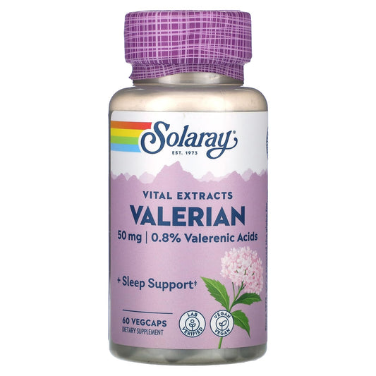 SOLARAY Valerian Root Extract 50 mg bottle label