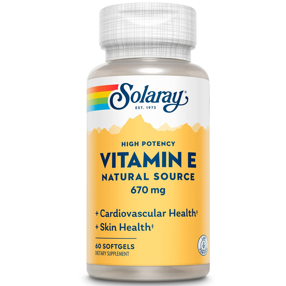 SOLARAY Vitamin E 1000 IU softgel bottle with label