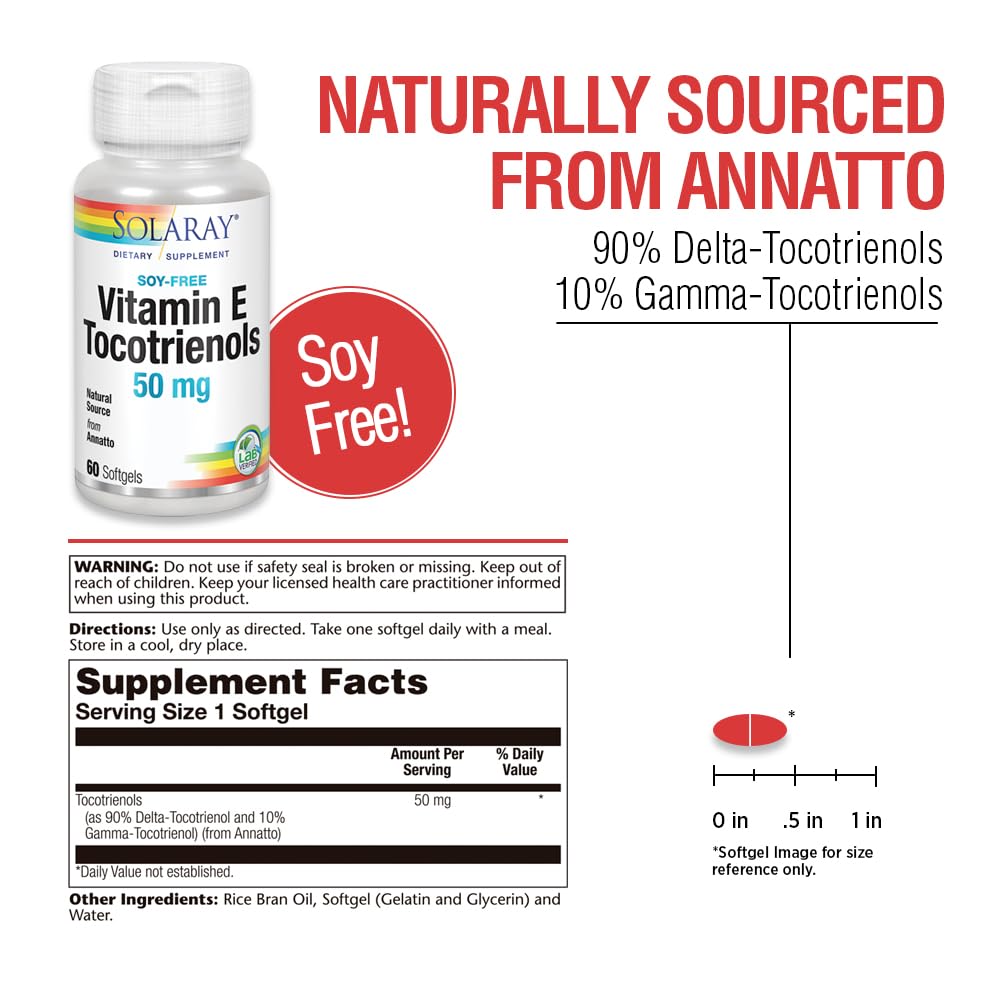 Close-up of SOLARAY label – Tocotrienols 50mg