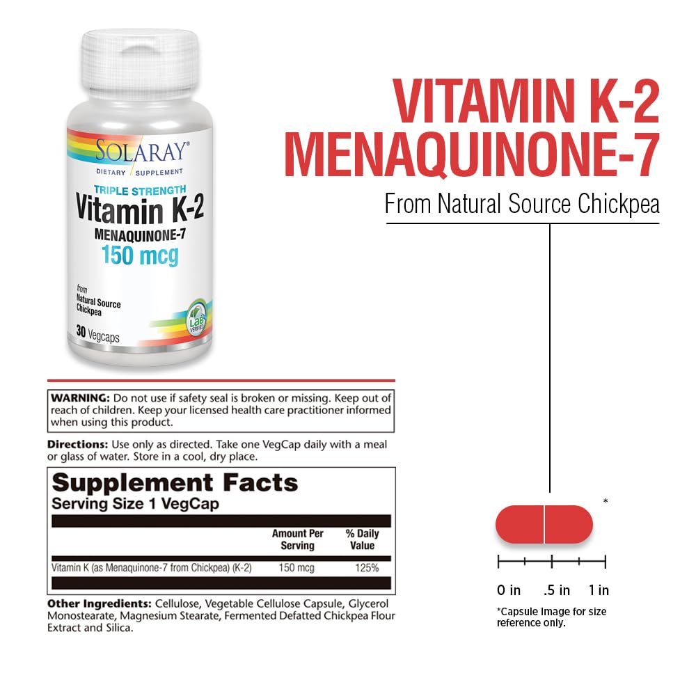Capsules close-up of SOLARAY Vitamin K-2 MK-7 150 mcg