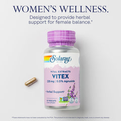 Close-up of vegan capsules containing Vitex extract