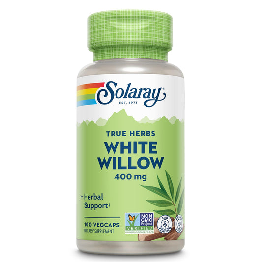Bottle of SOLARAY White Willow Bark Capsules 400 mg per serving