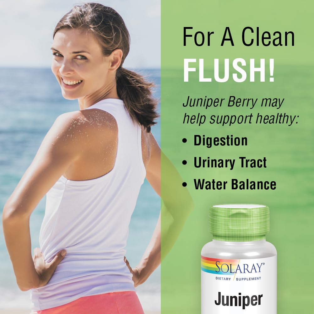 Label on Solaray Juniper Berry 450 mg bottle showing potency and purity