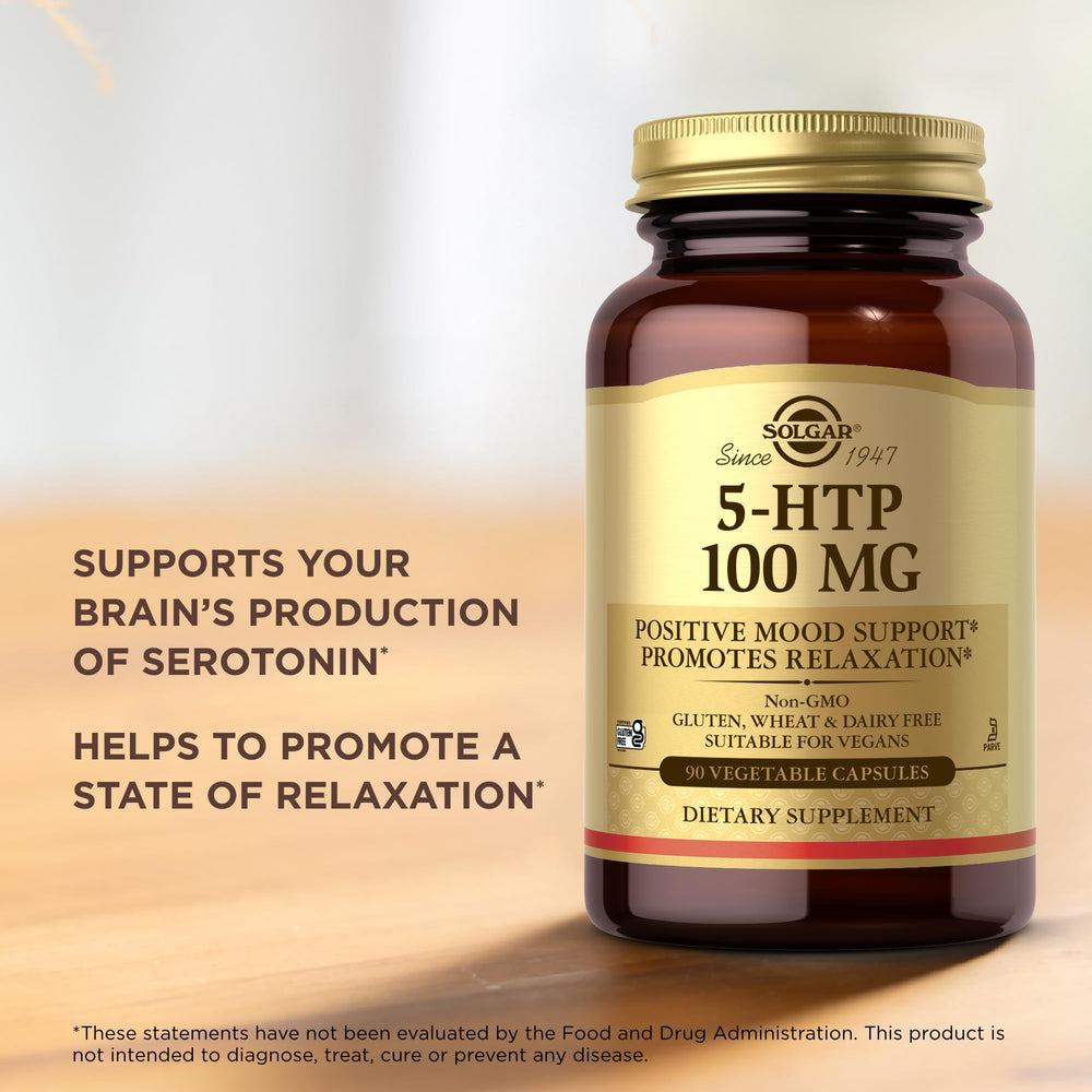 Solgar 5-HTP bottle with packaging and KOF-K certification