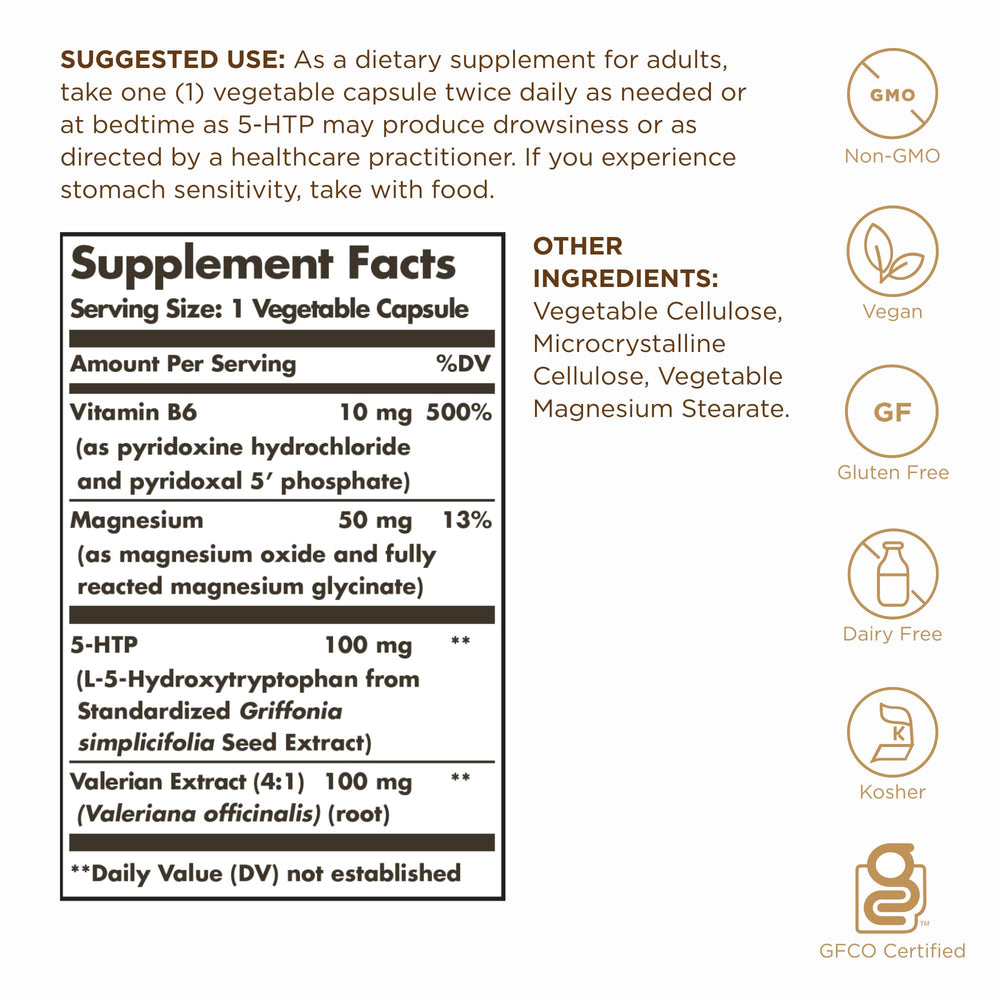 Close-up of Solgar 5-HTP label