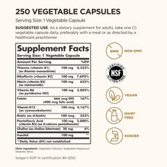 Close-up of Solgar B-Complex 100 label details