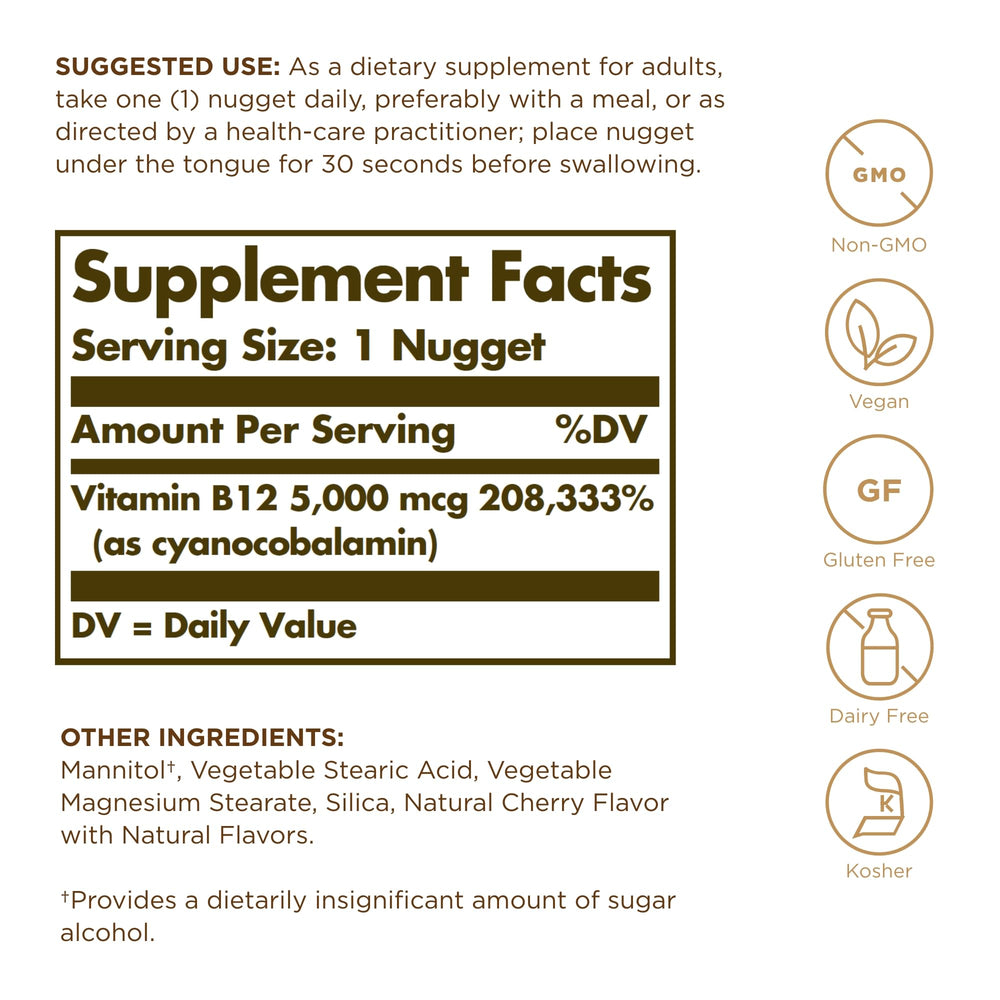 Sublingual B12 nuggets melting under the tongue for fast absorption