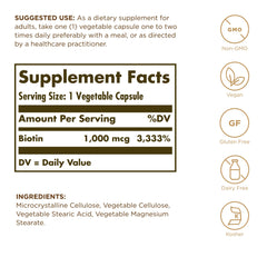 Biotin 1000 mcg vegetable capsules close-up