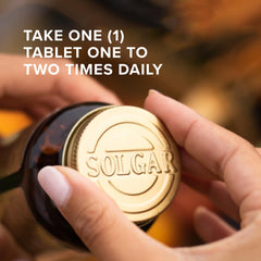 Close-up of Solgar Biotin bottle with label detail