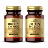 Solgar Biotin 300 mcg bottle front view – 2-pack, 200 total servings