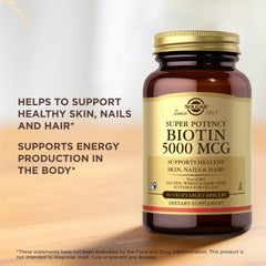 Kosher certified Solgar Biotin 5000 mcg supplement