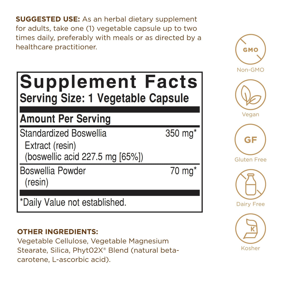 Solgar Boswellia Resin Extract vegetable capsules close-up
