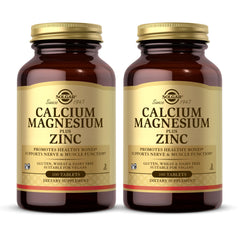 Solgar Calcium Magnesium Plus Zinc two-pack bottle and packaging