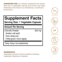 520 mg chlorella from dried milled micro-algae
