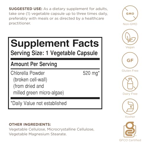 Gluten-free, non-GMO, vegan, kosher Solgar Chlorella image