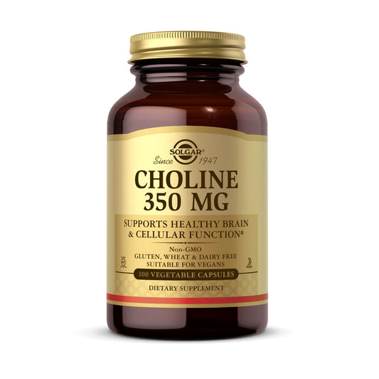 Solgar Choline 350 mg vegetable capsules bottle front view