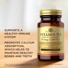 Non-GMO, gluten-free, and dairy-free Solgar Vitamin D3 label