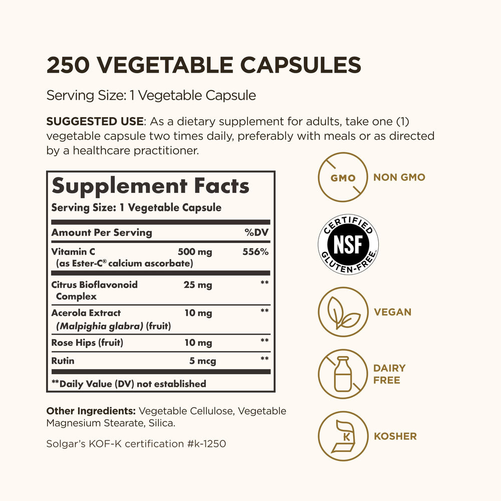 Solgar Ester-C Plus capsules on white background