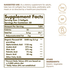 Front view of Solgar Flaxseed Oil 1250 mg bottle
