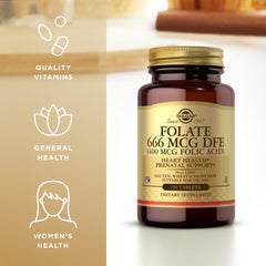 Vegan, Non-GMO, Gluten Free and Kosher symbols on Solgar Folate packaging