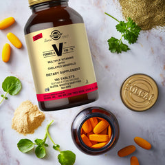 Solgar Formula VM-75 kosher symbol on label highlights dietary compliance