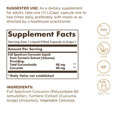Close-up of Solgar Curcumin LiCaps bottle packaging
