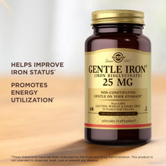 Gluten-free, non-GMO Solgar iron supplement capsules