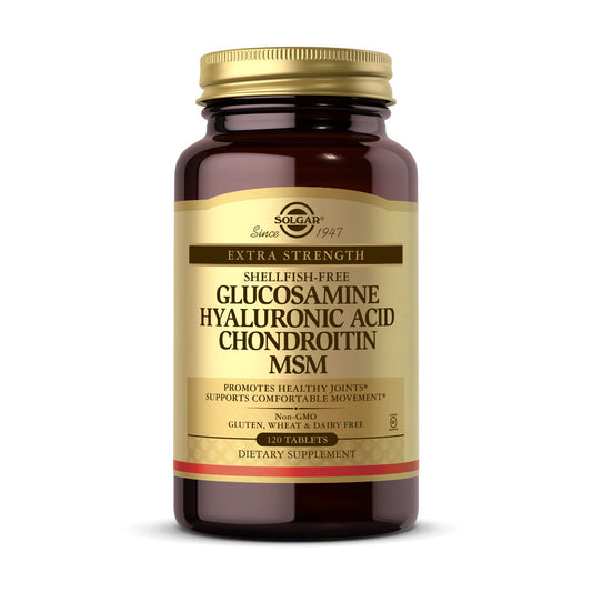 Solgar Glucosamine Hyaluronic Acid Chondroitin MSM 120 Tablets bottle