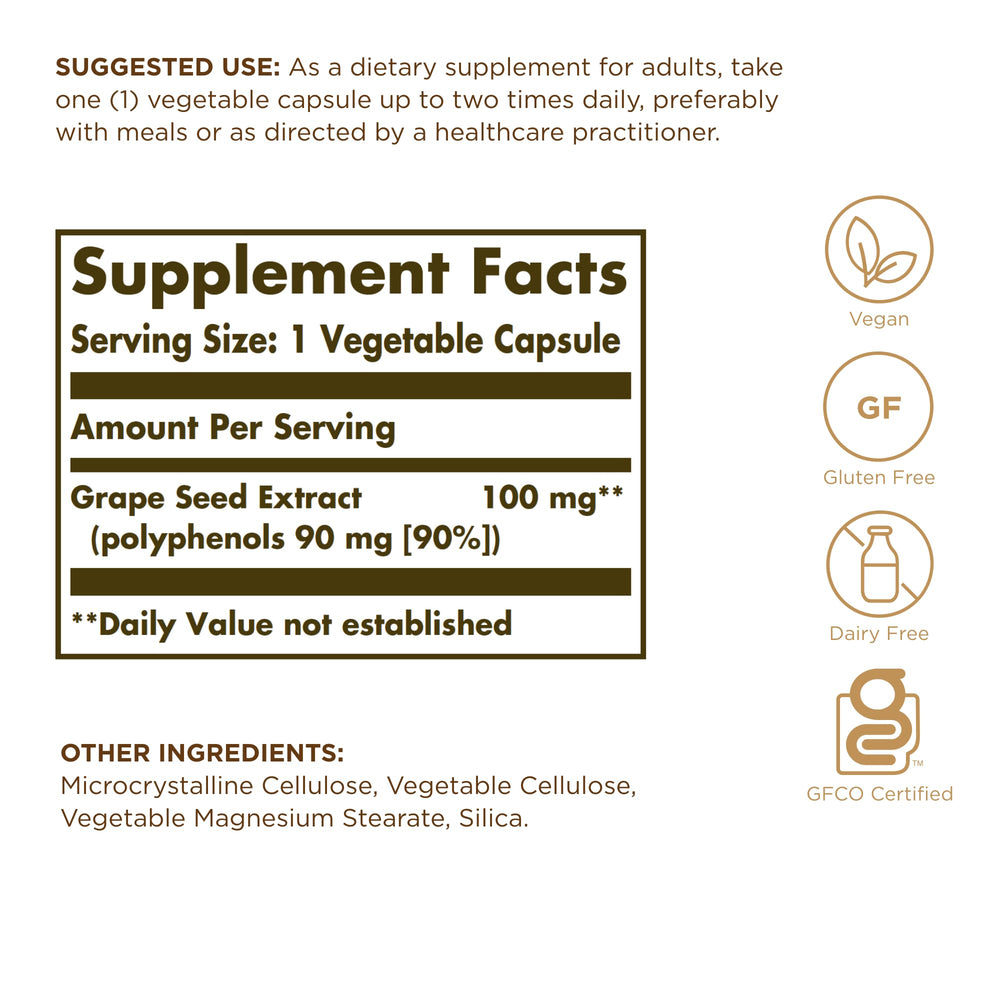 Antioxidant properties of grape seed extract and OPCs
