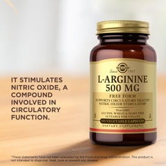 Solgar L-Arginine 500 mg bottle on display