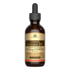 Solgar Liquid Vitamin D3 bottle label with orange flavor