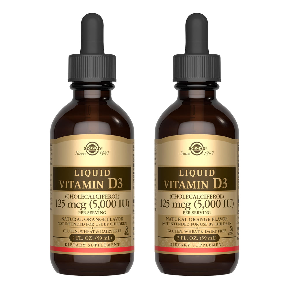 Solgar Liquid Vitamin D3 bottle front view with orange flavor