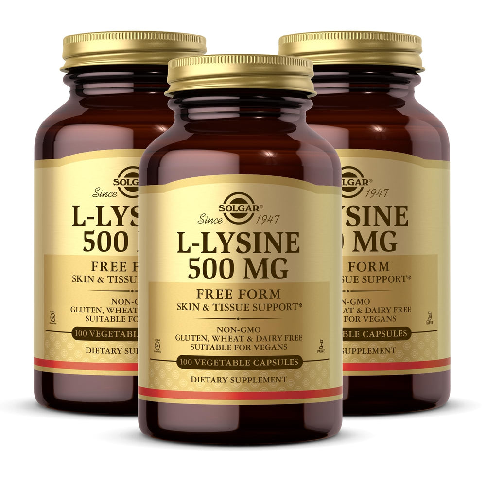 Solgar L-Lysine 500 mg vegetable capsules bottle - pack of 3