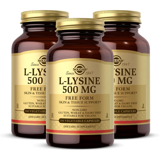 Solgar L-Lysine 500 mg vegetable capsules bottle - pack of 3