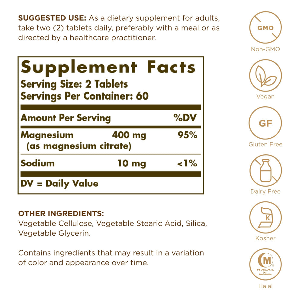 Solgar Magnesium Citrate Pack 2 bottle close-up