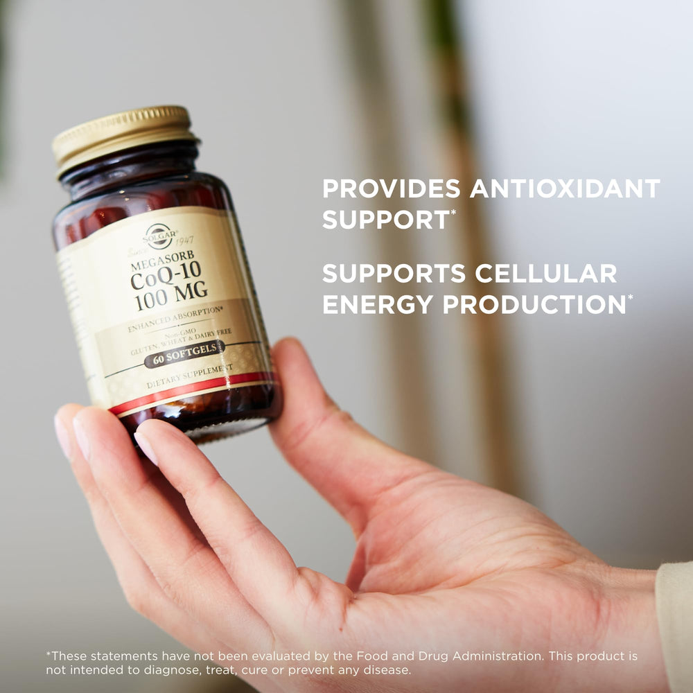 Supplement facts panel on Solgar Megasorb CoQ-10 bottle