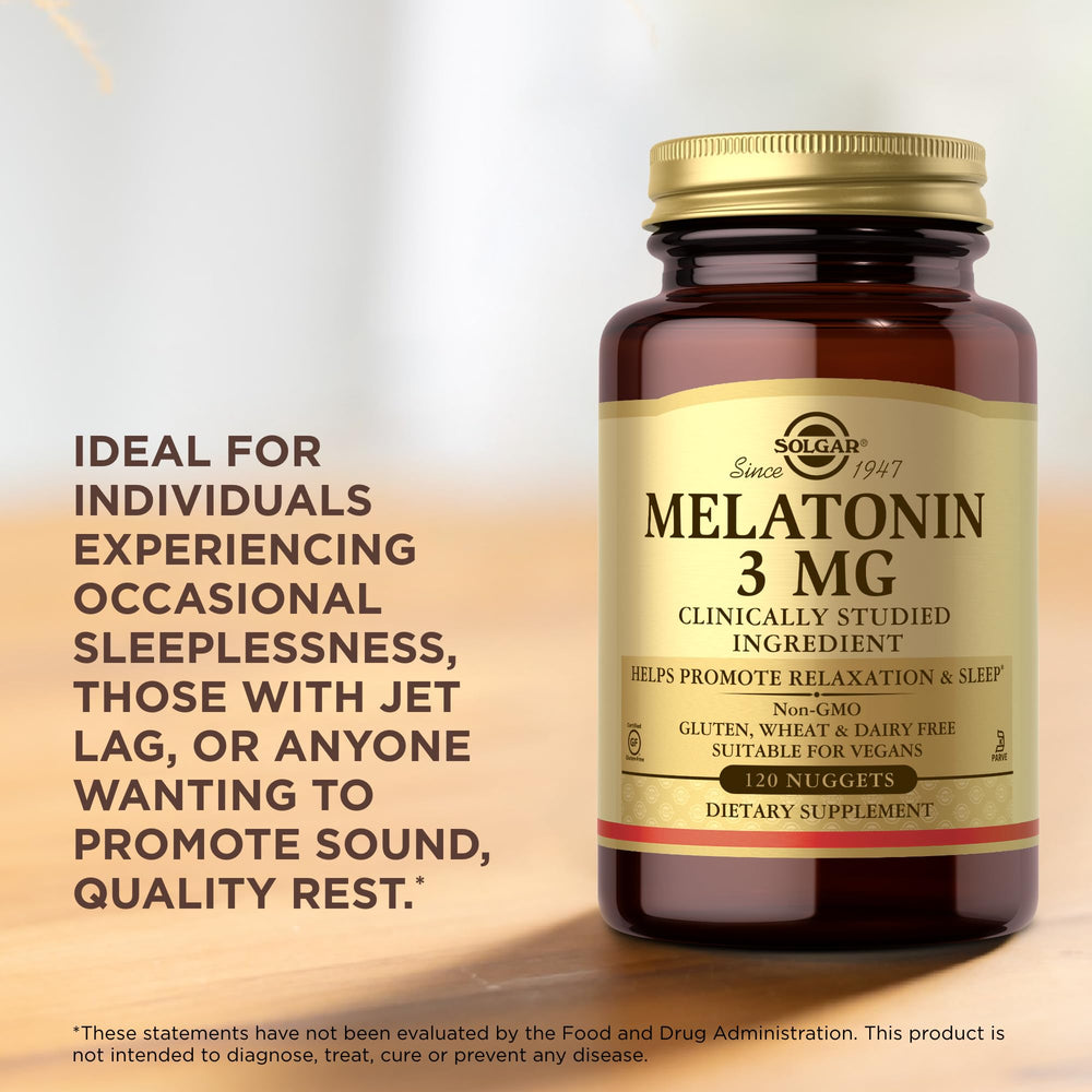 Nutrition facts for Solgar Melatonin 3 mg 120 nuggets