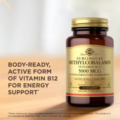 Non-GMO, gluten-free, dairy-free labeling on Solgar B12 nuggets