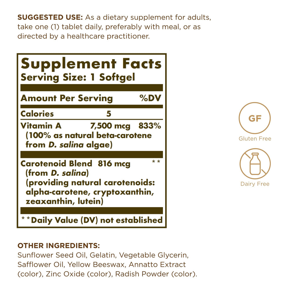 Softgels poured from Solgar Oceanic Beta-Carotene