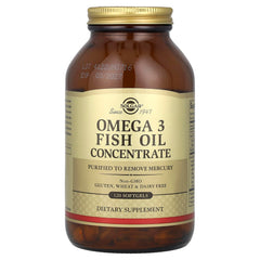 Non-GMO and gluten-free Solgar Omega-3 softgels