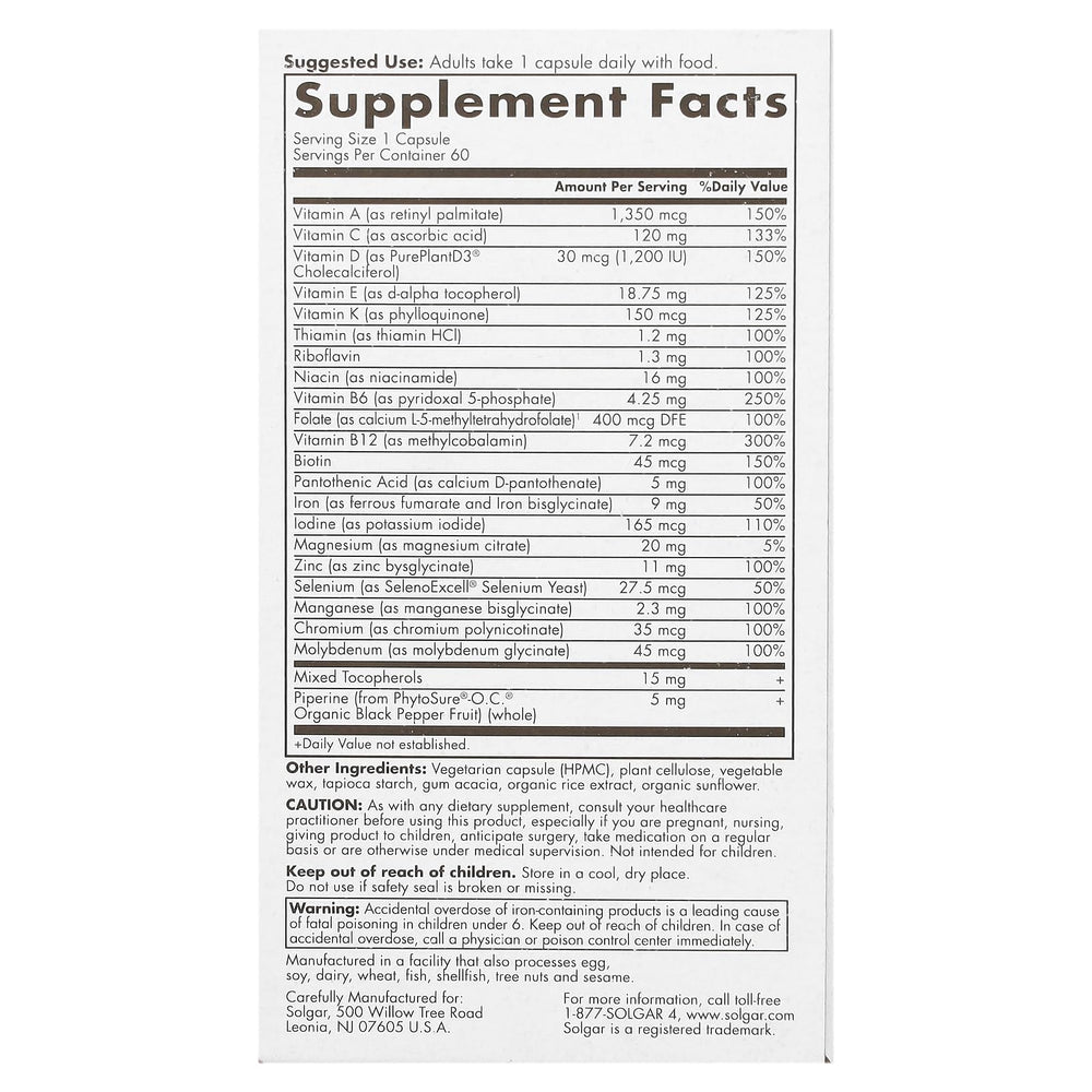 Solgar One Daily Women's Multi bottle highlighting immune and energy support