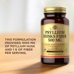 Front view of Solgar Psyllium Husks Fiber bottle and box