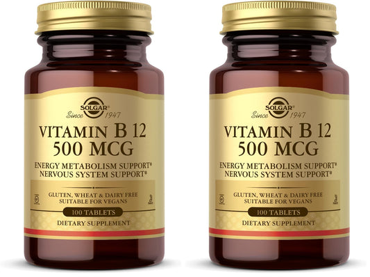 Solgar Vitamin B12 500 mcg bottle with label
